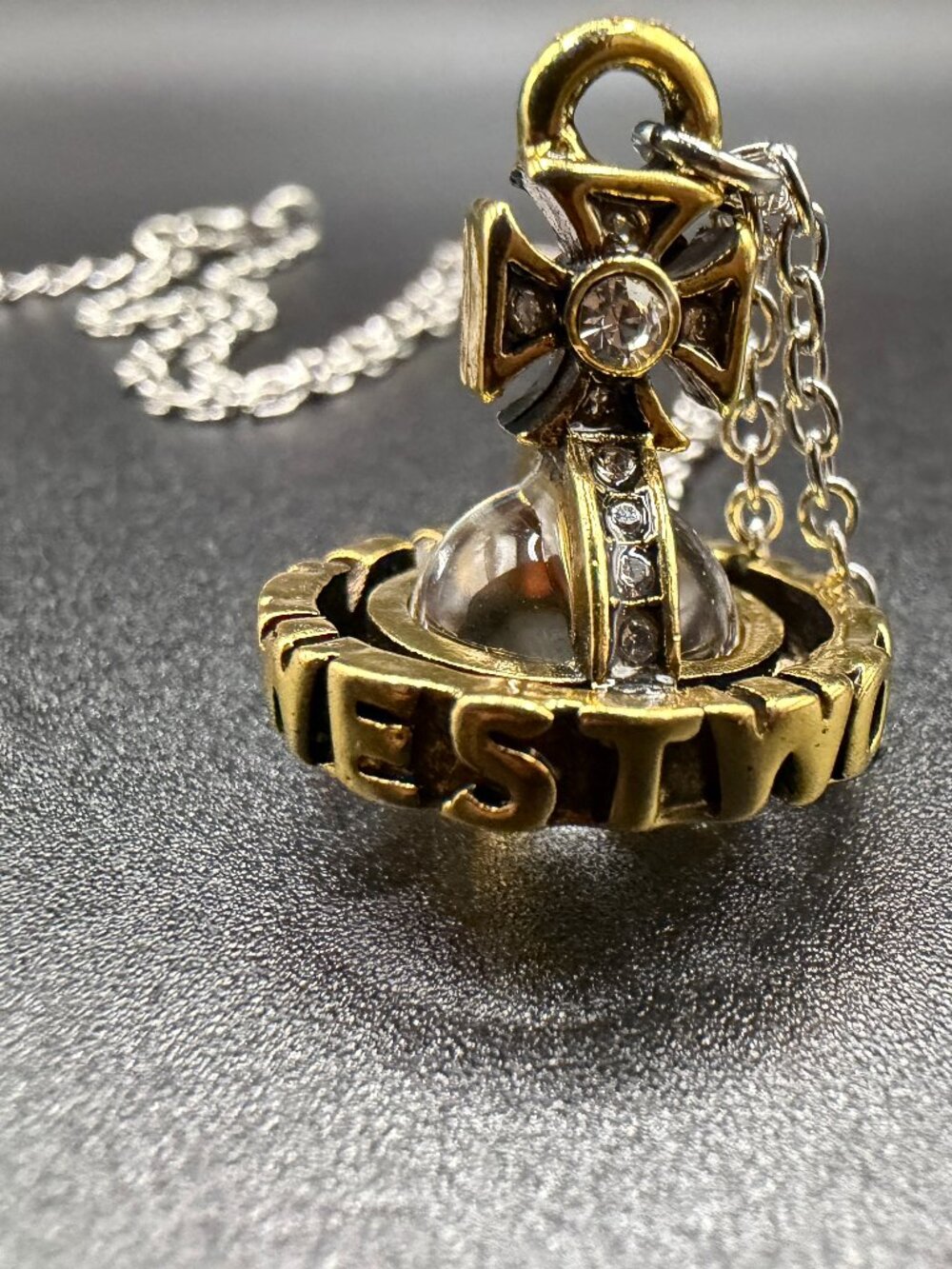 Vivienne Westwood Two-Tone Lettered Orb Pendant Necklace w/ Packaging